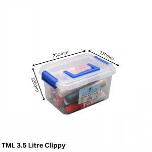 TML Clear Plastic Storage Box & Clippy Lid 3.5 Litre